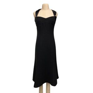 Vintage Jones New York Black Sleeveless Formal Dress With Satin Crisscross Strap